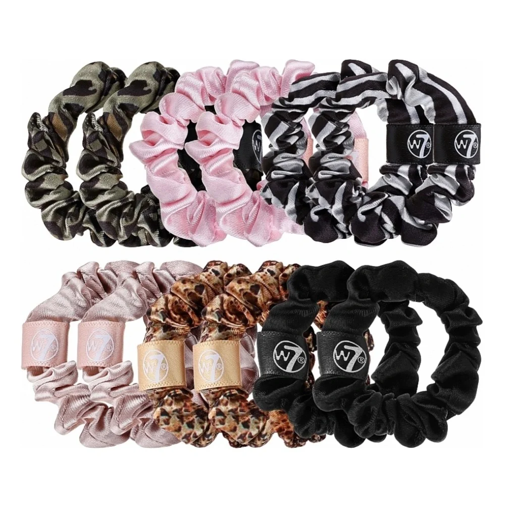 SOLD W7 Silky Knots - 100% Mulberry Silk Mini Hair Scrunchies (Set of 12) - Picture 2 of 5